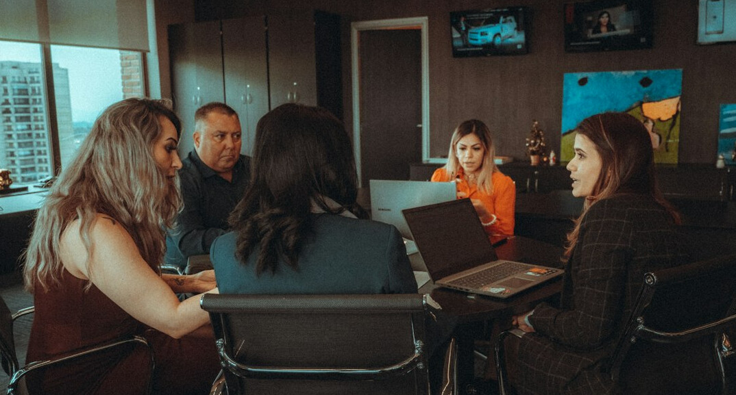 team discussion in office