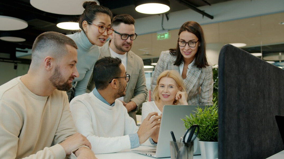 team discussion in office