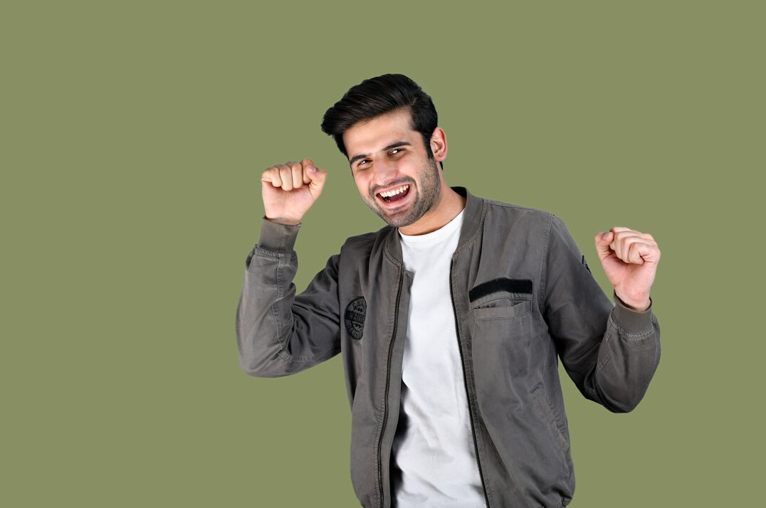 person celebrating small win
