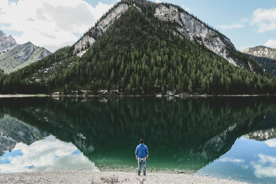 person reflecting outdoors